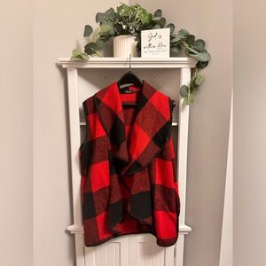 Plaid Red and Black Women's Vest